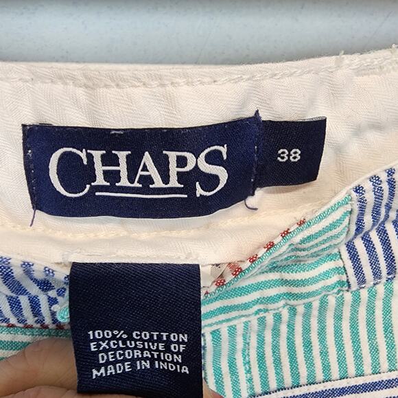 Chaps Pastel Colorblock Shorts Mens 38 Cotton Striped Southern Preppy Casual - Picture 6 of 8